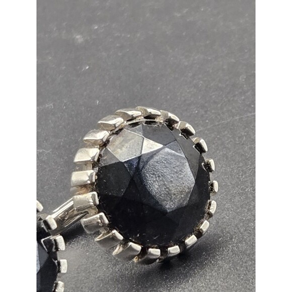 Vintage Hickok Men's Cufflinks Black Faceted Stone Silver Tone - Picture 2 of 6